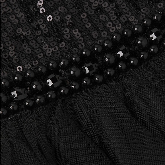 Ieena for Mac Duggal Sequin Bodice Long-Sleeve Ruffle Tiered Midi dress - Picture 7 of 13